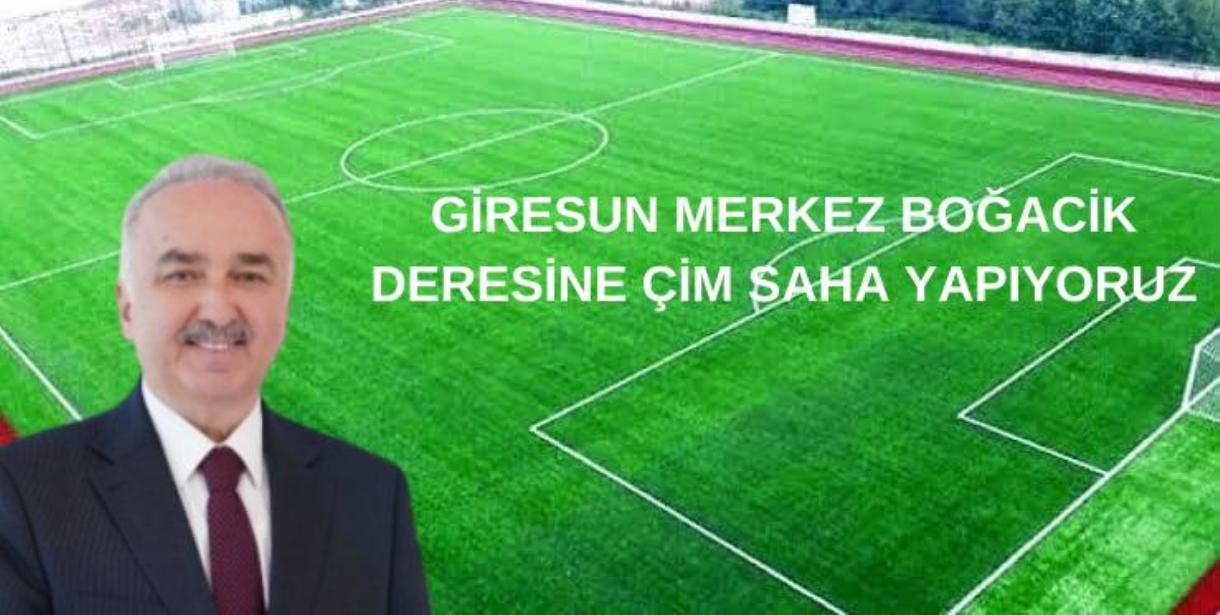 Giresun Merkez Boğacık Deresine Çim Saha Yapılıyor