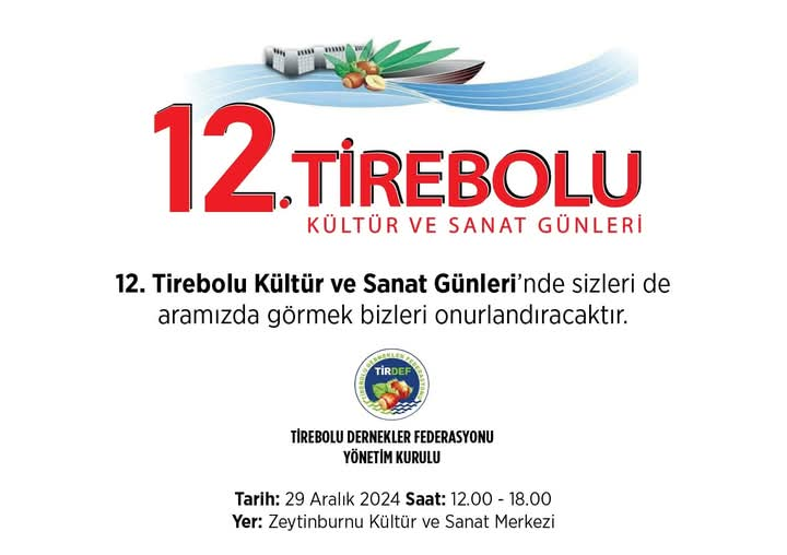 12.ci Tirebolu Kültür ve Sanat Günleri 29 Aralıkta